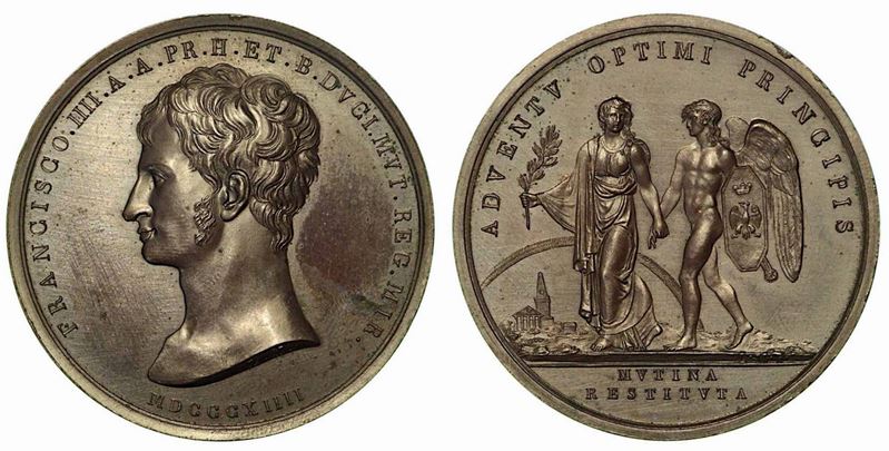 RITORNO DI FRANCESCO IIII A MODENA. Medaglia in bronzo, 1814, Modena.  - Asta Numismatica - Cambi Casa d'Aste