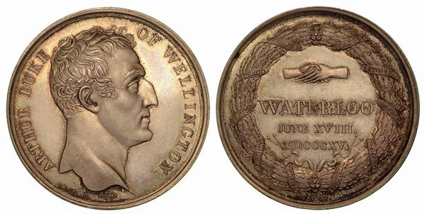 BATTAGLIA DI WATERLOO. Medaglia in argento 1815, Birmingham.