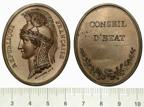 CONSIGLIO DI STATO (1799-1800). Insegna ovale in bronzo.