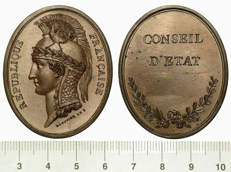 CONSIGLIO DI STATO (1799-1800). Insegna ovale in bronzo.  - Auction Numismatics - Cambi Casa d'Aste