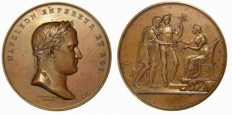 BANCA DI FRANCIA RICONOSCENTE. Medaglia in bronzo 1809.  - Auction Numismatics - Cambi Casa d'Aste