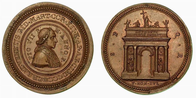 PIO VII (1800-1823). INGRESSO A ROMA. Medaglia 1800 anno I.  - Auction Numismatics - Cambi Casa d'Aste