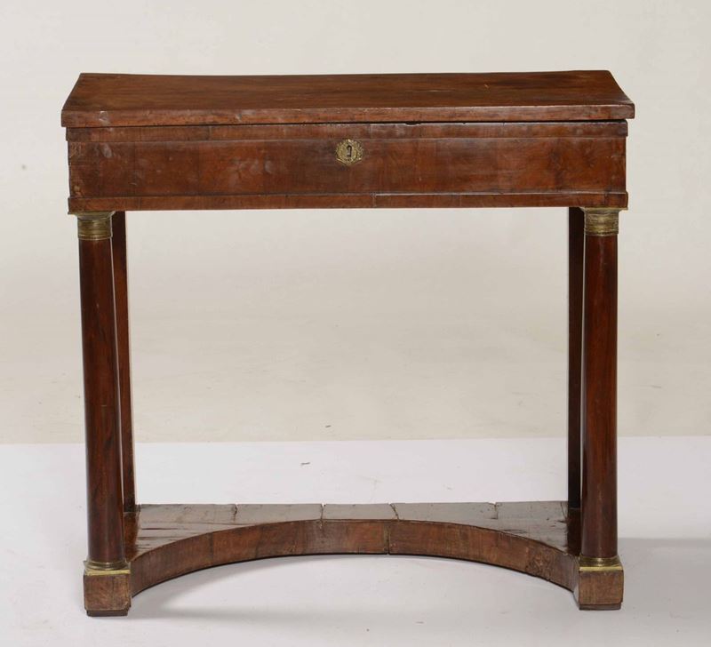 Consolle con piano a ribalta in legno lastronato, XIX secolo  - Auction Antiques | Time Auction - Cambi Casa d'Aste