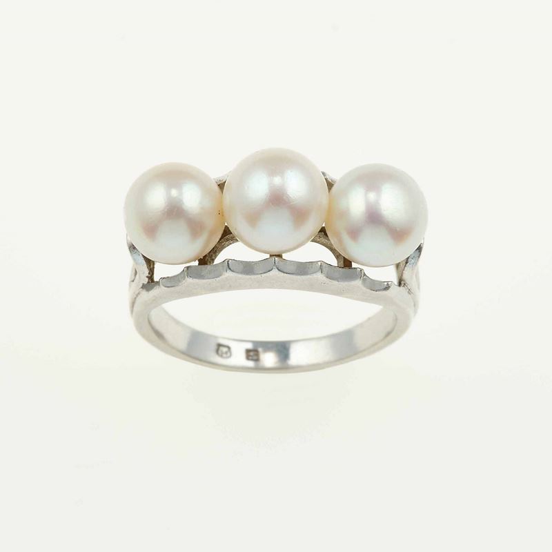 Silver and cultured pearl ring  - Auction Jewels - Cambi Casa d'Aste