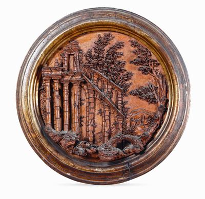 Coppia di Rilievi con Paesaggi Architettonici. Terracotta. Plasticatore del XVIII Secolo