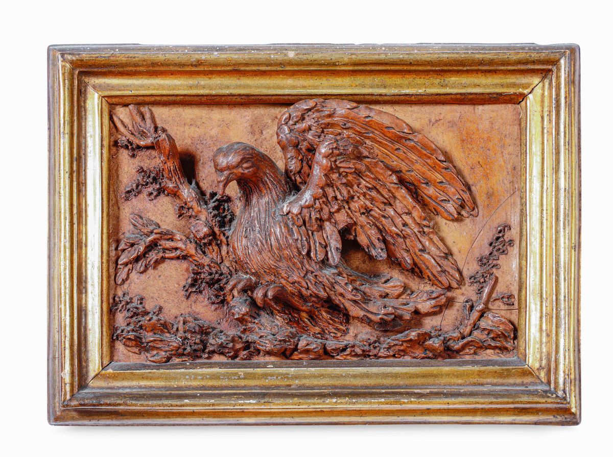 Tre Rilievi con Figure di Volatili. Terracotta. Plasticatore del XVIII Secolo