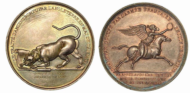 ROTTURA DEL TRATTATO D'AMIENS - OCCUPAZIONE DI HANNOVER. Medaglia in argento 1803.  - Asta Numismatica - Cambi Casa d'Aste