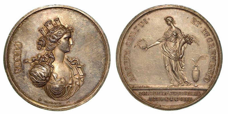 ACCADEMIA IMPERIALE DI GENOVA. Medaglia in argento 1808, Genova.  - Auction Numismatics - Cambi Casa d'Aste