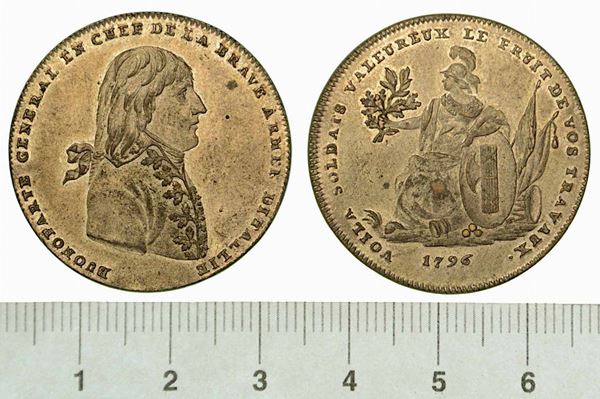 CAMPAGNA D'ITALIA. Gettone in metallo bianco 1796.