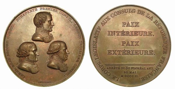 PACE DI AMIENS. Medaglia in bronzo 1802.