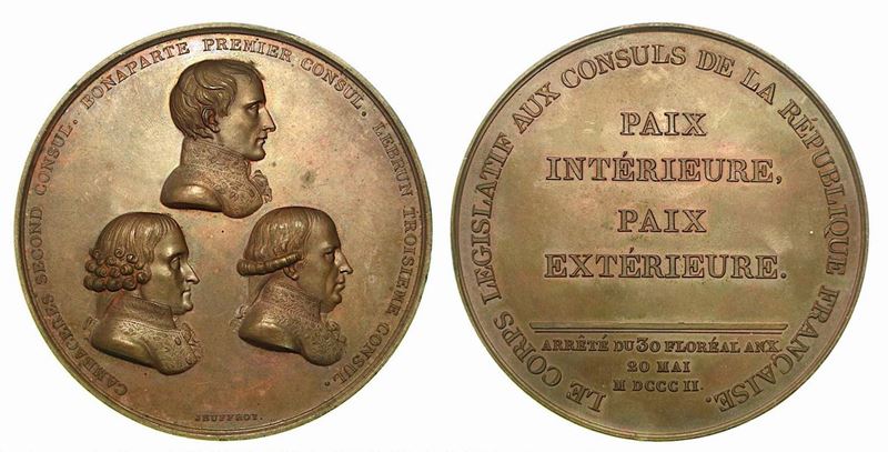 PACE DI AMIENS. Medaglia in bronzo 1802.  - Auction Numismatics - Cambi Casa d'Aste