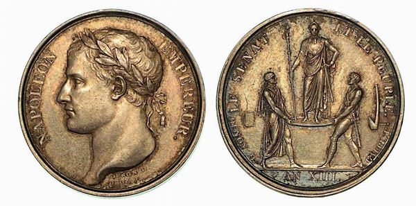INCORONAZIONE DI NAPOLEONE A PARIGI. Medaglia in argento 1804.