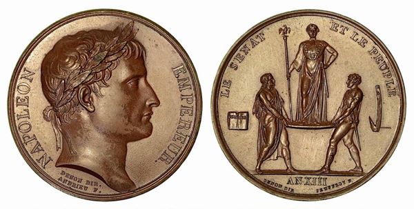 INCORONAZIONE DI NAPOLEONE A PARIGI. Medaglia in bronzo anno XIII (1804).