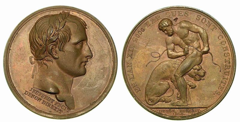 CAMP DE BOULOGNE, PREPARATIVI D'INVASIONE DELL'INGHILTERRA. Medaglia in bronzo anno XII (1804).  - Auction Numismatics - Cambi Casa d'Aste