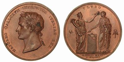 Incoronazione a Milano di Napoleone a Re D’italia. Medaglia in Bronzo 1805.