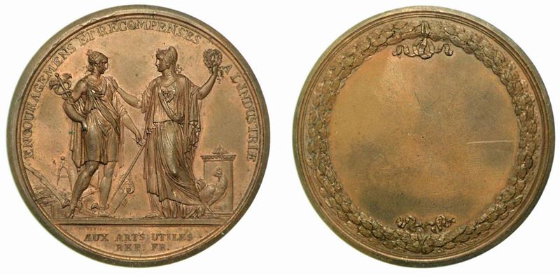 "ALLE ARTI UTILI". Medaglia in bronzo.  - Auction Numismatics - Cambi Casa d'Aste