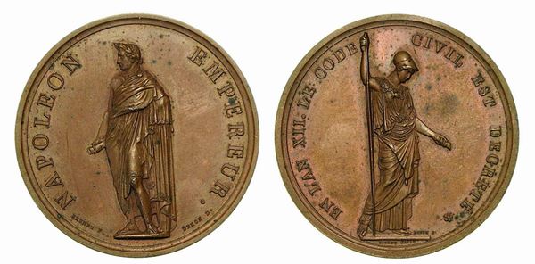 PROMULGAZIONE DEL CODICE CIVILE. Medaglia in bronzo 1804.