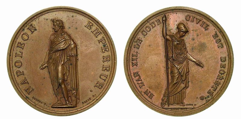 PROMULGAZIONE DEL CODICE CIVILE. Medaglia in bronzo 1804.  - Asta Numismatica - Cambi Casa d'Aste