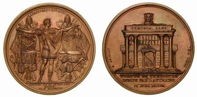 Trattato di Presburgo Violato Dall'austria: Battaglie D'abensberg e Eckmuhl. Medaglia in Bronzo 1...
