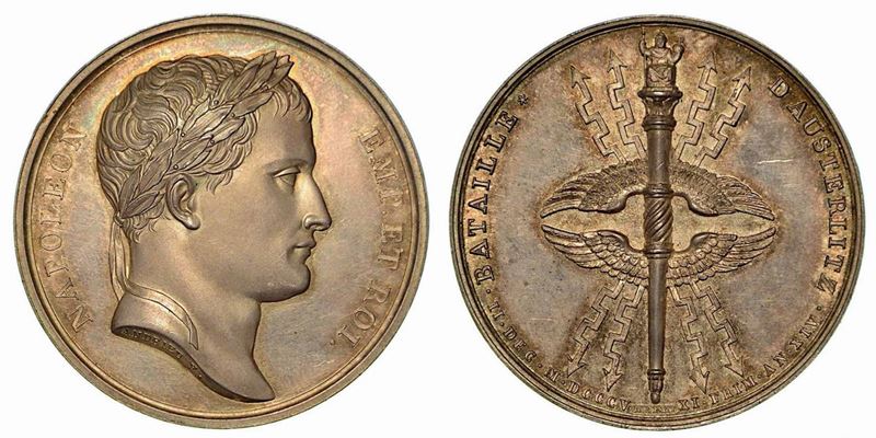 BATTAGLIA DI AUSTERLITZ. Medaglia in argento 1805.  - Asta Numismatica - Cambi Casa d'Aste
