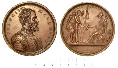 Bologna. Francesco De Marchi (stratega e Ingegnere Militare), 1504-1576. Medaglia in Bronzo 1819.
