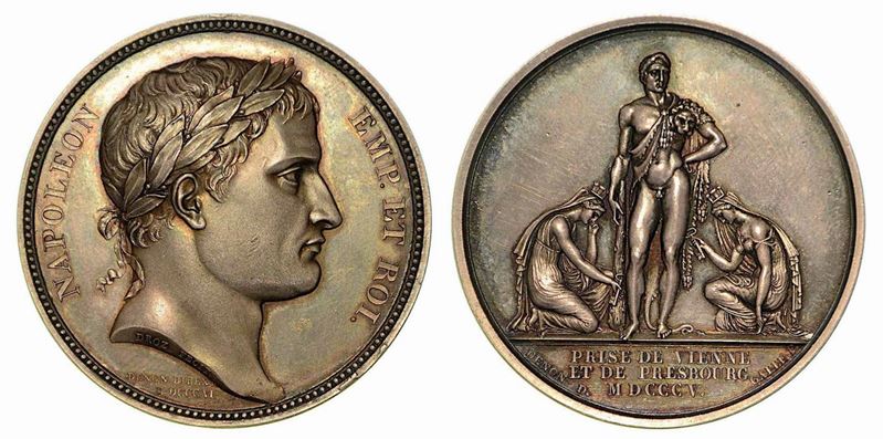 PRESA DI VIENNA E PRESBURGO. Medaglia in argento 1805, Parigi.  - Asta Numismatica - Cambi Casa d'Aste