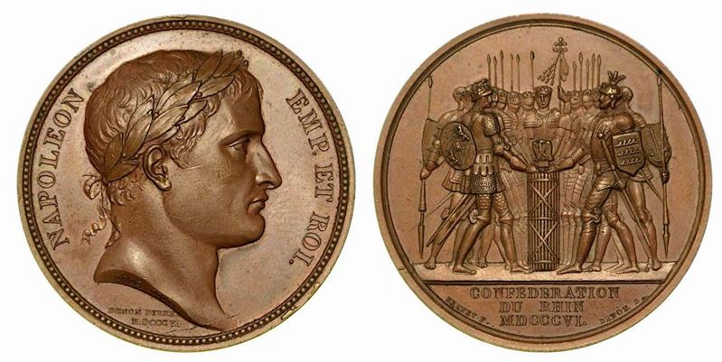 CONFEDERAZIONE DEL RENO. Medaglia in bronzo 1806.  - Auction Numismatics - Cambi Casa d'Aste