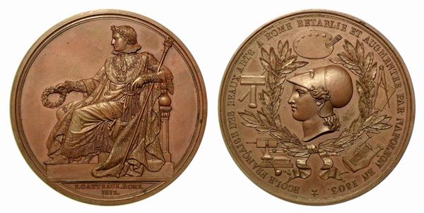 SCUOLA FRANCESE DELLE BELLE ARTI A ROMA. Medaglia in bronzo 1812.