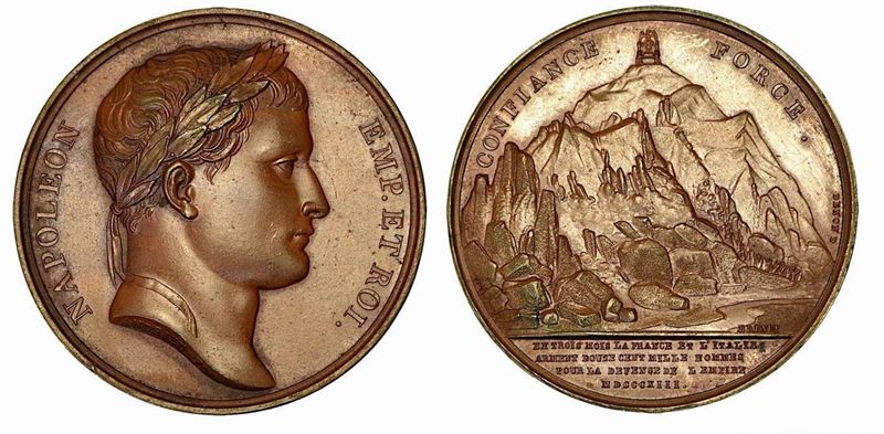 LEVA FORZATA DI DUECENTOMILA SOLDATI IN ITALIA E FRANCIA. Medaglia in bronzo 1813.  - Auction Numismatics - Cambi Casa d'Aste