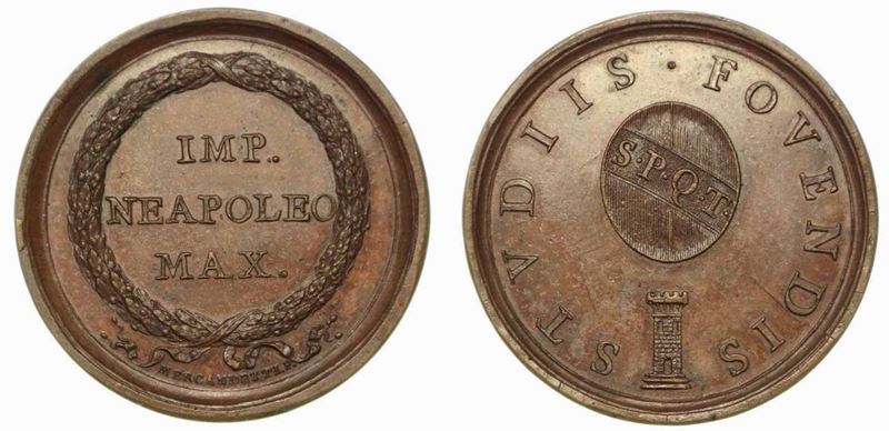 PREMIO PER PROMOZIONE DEGLI STUDI CITTÀ DI CASTELLO. Medaglia in bronzo 1810, Roma.  - Asta Numismatica - Cambi Casa d'Aste