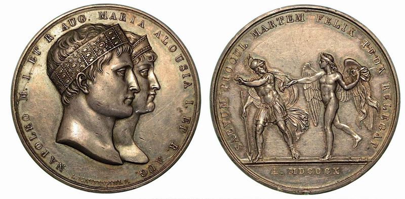 CERIMONIE PER IL MATRIMONIO DI NAPOLEONE CON MARIA LUIGIA D'AUSTRIA. Medaglia in argento 1810.  - Asta Numismatica - Cambi Casa d'Aste