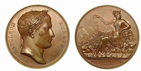 INAUGURAZIONE DELLA STRADA NIZZA-ROMA (31 dicembre 1807). Medaglia in bronzo 1807.