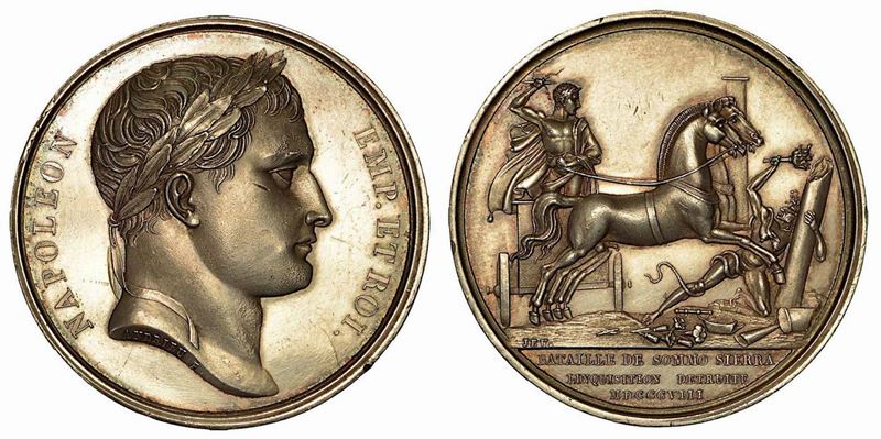 BATTAGLIA DI SOMO-SIERRA IN SPAGNA. Medaglia in argento 1808.  - Asta Numismatica - Cambi Casa d'Aste