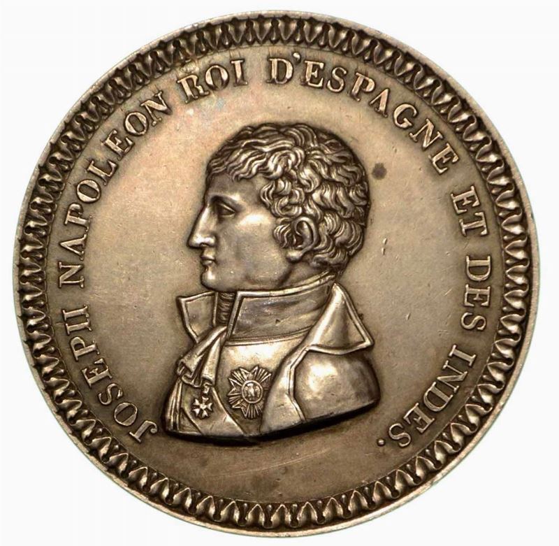 GIUSEPPE NAPOLEONE RE DI SPAGNA (1806-1808). Medaglia uniface in argento 1808, Parigi.  - Auction Numismatics - Cambi Casa d'Aste