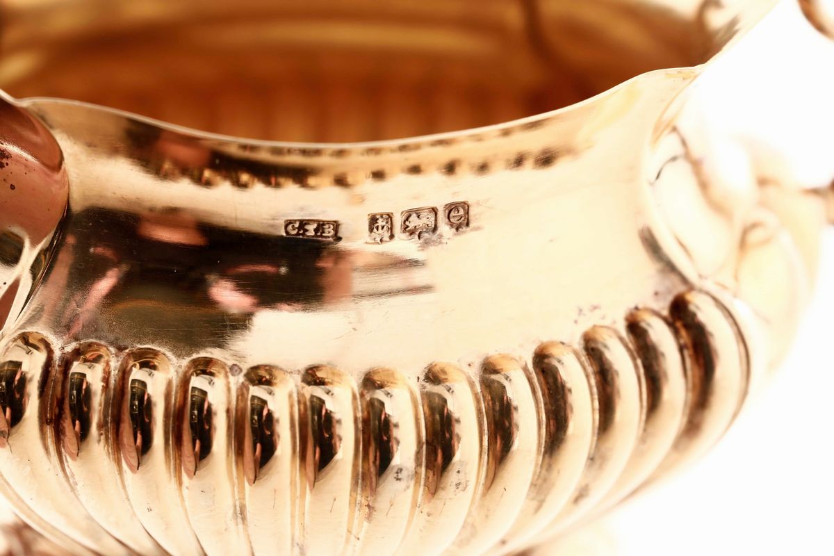 Coppia di Saliere in Argento Sterling Dorato. Inghilterra, Bollo della Città di Birmingham per L'...