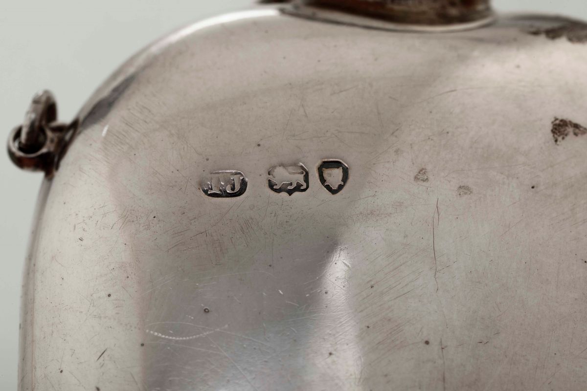 Fiaschetta Porta Liquore in Argento Sterling. Inghilterra, Bollo della Città di Londra, Fine XIX,...