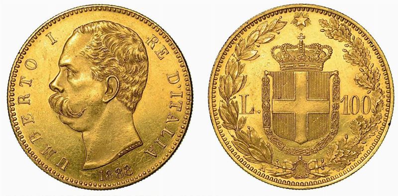 REGNO D'ITALIA. Umberto I di Savoia, 1878-1900. 100 Lire 1888.  - Auction Numismatics - Cambi Casa d'Aste