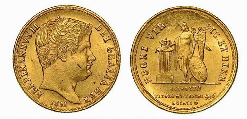 NAPOLI. Ferdinando II, 1830-1859. 6 ducati 1831.  - Auction Numismatics - Cambi Casa d'Aste