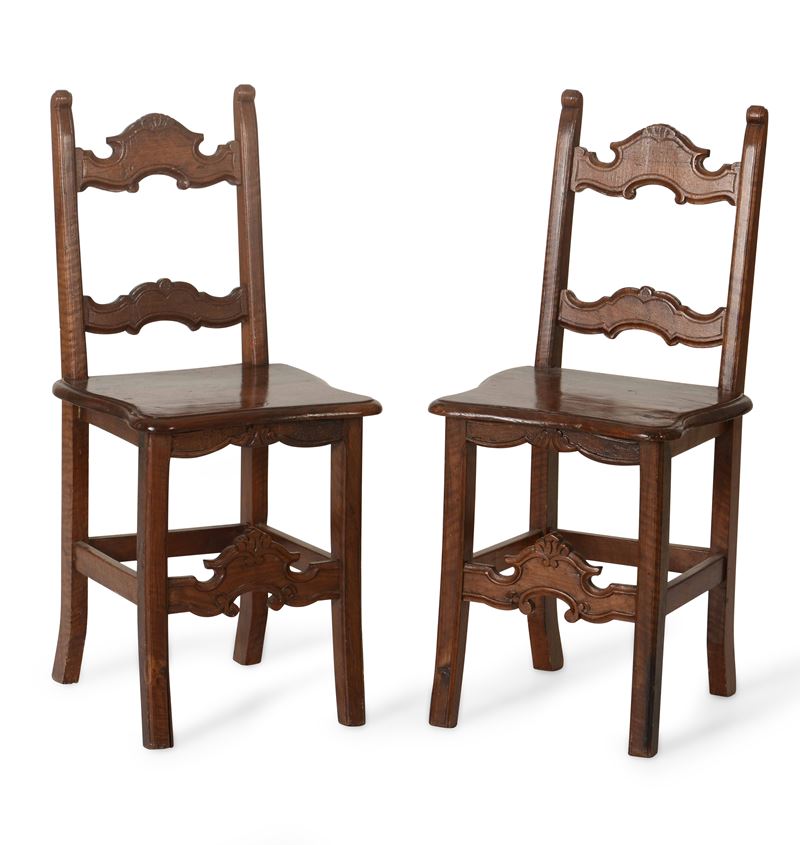 Coppia di sedie rustiche in legno  - Auction Fine Art January | Cambi Time - I - Cambi Casa d'Aste