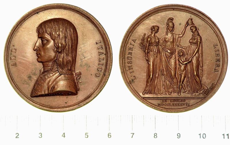 COSTITUZIONE DELLA REPUBBLICA CISALPINA. Medaglia in bronzo 1797, Milano.  - Auction Numismatics - Cambi Casa d'Aste