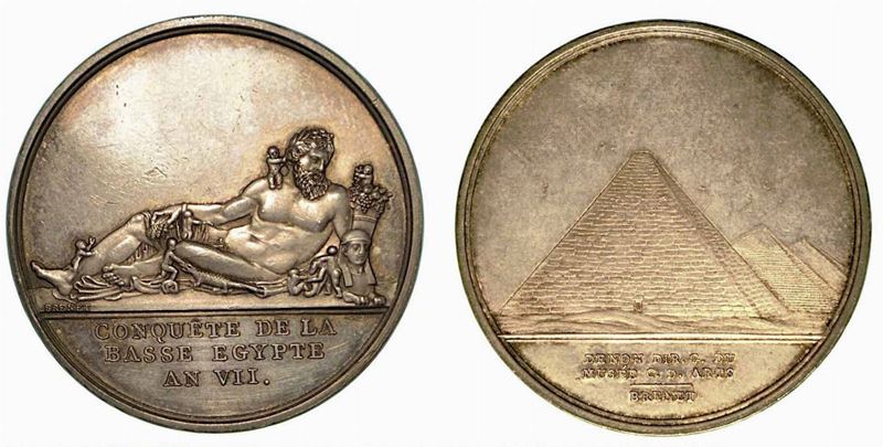 CONQUISTA DEL BASSO EGITTO. Medaglia in argento anno VII (1798), Parigi.  - Asta Numismatica - Cambi Casa d'Aste