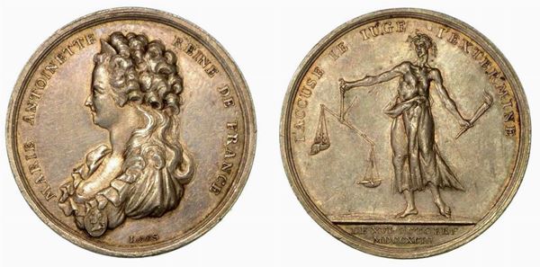 MORTE DELLA REGINA MARIA ANTONIETTA (1755-1793). Medaglia in argento 1793, Berlino.
