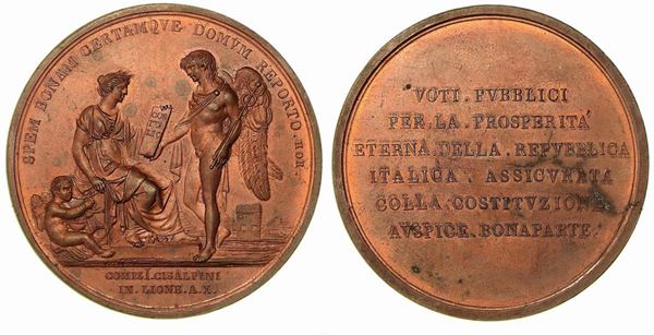 LA REPUBBLICA ITALICA PER IL COMIZIO DI LIONE. Medaglia in bronzo anno X.