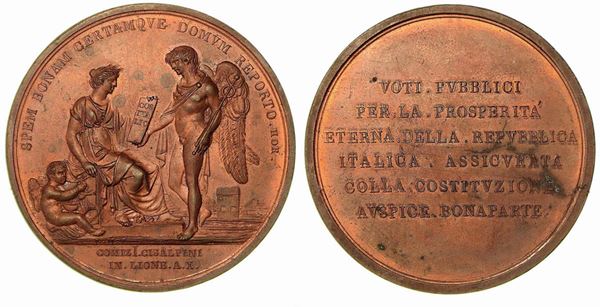 LA REPUBBLICA ITALICA PER IL COMIZIO DI LIONE. Medaglia in bronzo anno X.