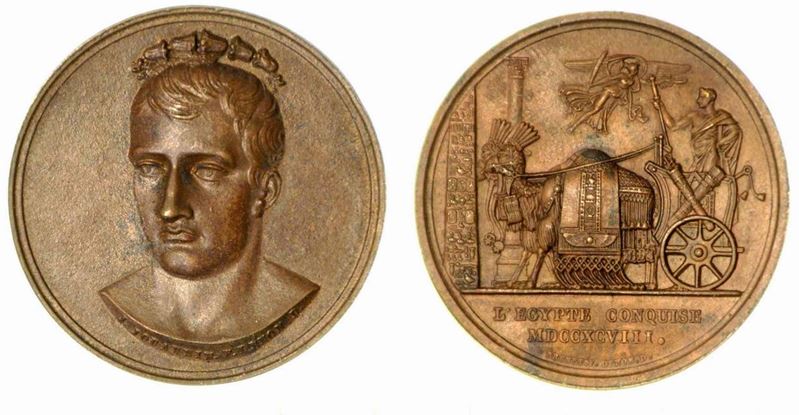 CONQUISTA DEL BASSO EGITTO. Medaglia in bronzo 1798.  - Auction Numismatics - Cambi Casa d'Aste