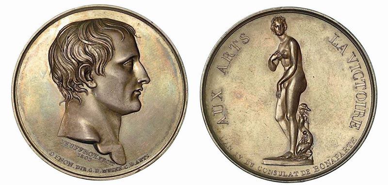 LA VENERE DEI MEDICI TRAFUGATA E PORTATA A PARIGI. Medaglia in argento 1803.  - Asta Numismatica - Cambi Casa d'Aste