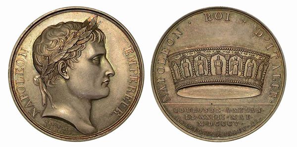 MILANO. INCORONAZIONE DI NAPOLEONE A RE D’ITALIA. Medaglia in argento 1805.