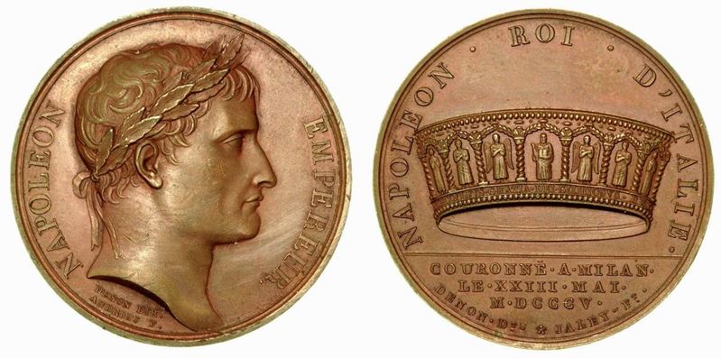 MILANO. INCORONAZIONE DI NAPOLEONE A RE D’ITALIA. Medaglia in bronzo 1805.  - Auction Numismatics - Cambi Casa d'Aste