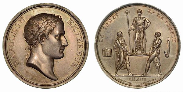 INCORONAZIONE DI NAPOLEONE A PARIGI. Medaglia in argento 1804.