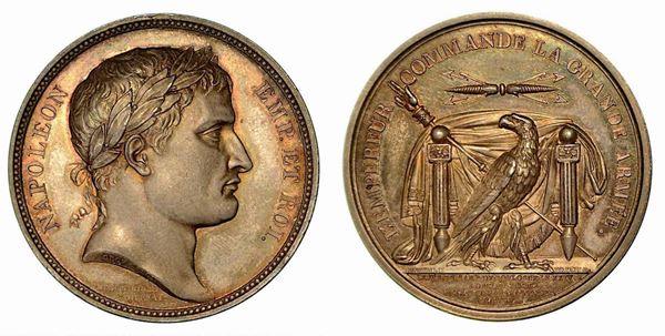 PASSAGGIO DEL RENO E DEL DANUBIO. Medaglia in argento 1805, Parigi.